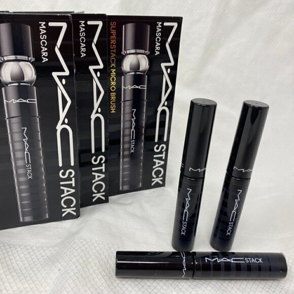 3- MAC Stack Mascara Superstack Micro Brush Black Mascara .07 oz on cards - Picture 1 of 2